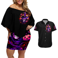 Wizard Skull Halloween Couples Matching Off Shoulder Short Dress and Hawaiian Shirt Don't Try To Figure Me Out I'm A Special - Wonder Print Shop