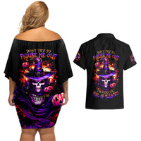 Wizard Skull Halloween Couples Matching Off Shoulder Short Dress and Hawaiian Shirt Don't Try To Figure Me Out I'm A Special - Wonder Print Shop