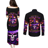 Wizard Skull Halloween Couples Matching Puletasi Dress and Long Sleeve Button Shirt Don't Try To Figure Me Out I'm A Special - Wonder Print Shop