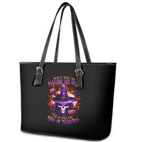 Wizard Skull Halloween Leather Tote Bag Don't Try To Figure Me Out I'm A Special - Wonder Print Shop
