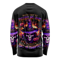 Wizard Skull Halloween Long Sleeve Shirt Don't Try To Figure Me Out I'm A Special - Wonder Print Shop