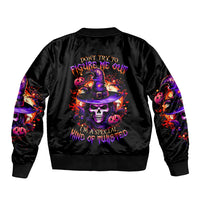 Wizard Skull Halloween Sleeve Zip Bomber Jacket Don't Try To Figure Me Out I'm A Special - Wonder Print Shop