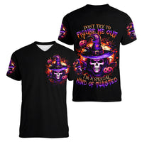 Wizard Skull Halloween Women V Neck T Shirt Don't Try To Figure Me Out I'm A Special - Wonder Print Shop