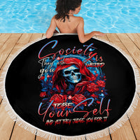 Lady Skull Beach Blanket They Ask You To Be Yourself And Yet They Judge You - Wonder Print Shop