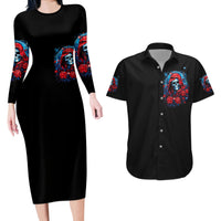 Lady Skull Couples Matching Long Sleeve Bodycon Dress and Hawaiian Shirt They Ask You To Be Yourself And Yet They Judge You - Wonder Print Shop