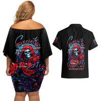 Lady Skull Couples Matching Off Shoulder Short Dress and Hawaiian Shirt They Ask You To Be Yourself And Yet They Judge You - Wonder Print Shop
