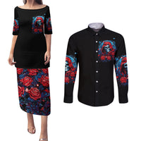Lady Skull Couples Matching Puletasi Dress and Long Sleeve Button Shirt They Ask You To Be Yourself And Yet They Judge You - Wonder Print Shop
