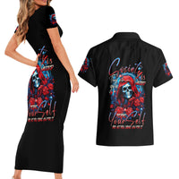 Lady Skull Couples Matching Short Sleeve Bodycon Dress and Hawaiian Shirt They Ask You To Be Yourself And Yet They Judge You - Wonder Print Shop