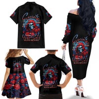 Lady Skull Family Matching Off Shoulder Long Sleeve Dress and Hawaiian Shirt They Ask You To Be Yourself And Yet They Judge You - Wonder Print Shop