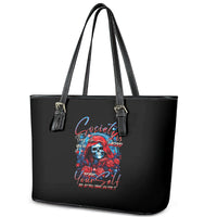 Lady Skull Leather Tote Bag They Ask You To Be Yourself And Yet They Judge You - Wonder Print Shop