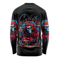 Lady Skull Long Sleeve Shirt They Ask You To Be Yourself And Yet They Judge You - Wonder Print Shop