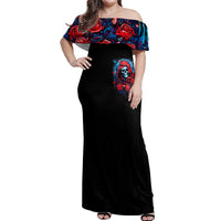 Lady Skull Off Shoulder Maxi Dress They Ask You To Be Yourself And Yet They Judge You - Wonder Print Shop