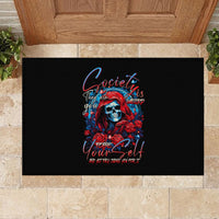 Lady Skull Rubber Doormat They Ask You To Be Yourself And Yet They Judge You - Wonder Print Shop