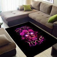 Three Rose Skull Area Rug Stuck Between Idk Idc And Idgaf - Wonder Print Shop