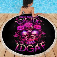 Three Rose Skull Beach Blanket Stuck Between Idk Idc And Idgaf - Wonder Print Shop