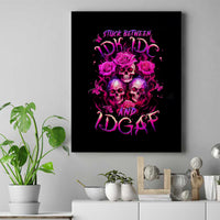 Three Rose Skull Canvas Wall Art Stuck Between Idk Idc And Idgaf - Wonder Print Shop