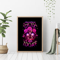 Three Rose Skull Canvas Wall Art Stuck Between Idk Idc And Idgaf - Wonder Print Shop