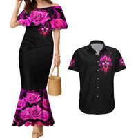 Three Rose Skull Couples Matching Mermaid Dress and Hawaiian Shirt Stuck Between Idk Idc And Idgaf - Wonder Print Shop