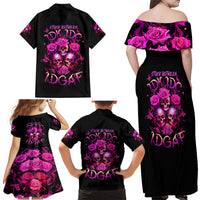 Three Rose Skull Family Matching Off Shoulder Maxi Dress and Hawaiian Shirt Stuck Between Idk Idc And Idgaf - Wonder Print Shop