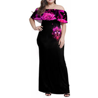 Three Rose Skull Family Matching Off Shoulder Maxi Dress and Hawaiian Shirt Stuck Between Idk Idc And Idgaf - Wonder Print Shop