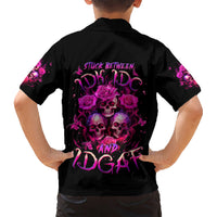 Three Rose Skull Kid Hawaiian Shirt Stuck Between Idk Idc And Idgaf - Wonder Print Shop