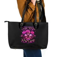 Three Rose Skull Leather Tote Bag Stuck Between Idk Idc And Idgaf - Wonder Print Shop