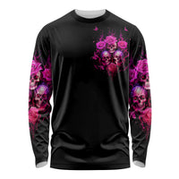 Three Rose Skull Long Sleeve Shirt Stuck Between Idk Idc And Idgaf - Wonder Print Shop