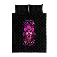 Three Rose Skull Quilt Bed Set Stuck Between Idk Idc And Idgaf - Wonder Print Shop