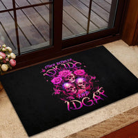 Three Rose Skull Rubber Doormat Stuck Between Idk Idc And Idgaf - Wonder Print Shop