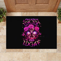 Three Rose Skull Rubber Doormat Stuck Between Idk Idc And Idgaf - Wonder Print Shop