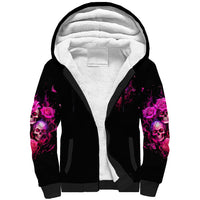 Three Rose Skull Sherpa Hoodie Stuck Between Idk Idc And Idgaf - Wonder Print Shop