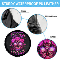 Three Rose Skull Spare Tire Cover Stuck Between Idk Idc And Idgaf - Wonder Print Shop