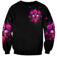 Three Rose Skull Sweatshirt Stuck Between Idk Idc And Idgaf - Wonder Print Shop