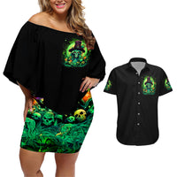 Witch Skull Couples Matching Off Shoulder Short Dress and Hawaiian Shirt We Are The Granddaughters Of The Witches - Wonder Print Shop