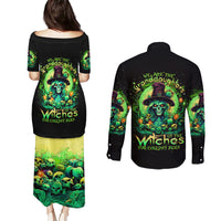 Witch Skull Couples Matching Puletasi Dress and Long Sleeve Button Shirt We Are The Granddaughters Of The Witches - Wonder Print Shop