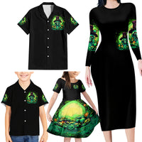 Witch Skull Family Matching Long Sleeve Bodycon Dress and Hawaiian Shirt We Are The Granddaughters Of The Witches - Wonder Print Shop
