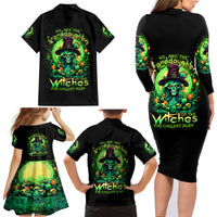 Witch Skull Family Matching Long Sleeve Bodycon Dress and Hawaiian Shirt We Are The Granddaughters Of The Witches - Wonder Print Shop