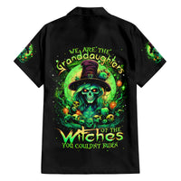 Witch Skull Family Matching Off Shoulder Long Sleeve Dress and Hawaiian Shirt We Are The Granddaughters Of The Witches - Wonder Print Shop