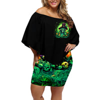 Witch Skull Family Matching Off Shoulder Short Dress and Hawaiian Shirt We Are The Granddaughters Of The Witches - Wonder Print Shop
