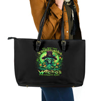 Witch Skull Leather Tote Bag We Are The Granddaughters Of The Witches - Wonder Print Shop