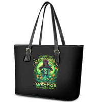 Witch Skull Leather Tote Bag We Are The Granddaughters Of The Witches - Wonder Print Shop