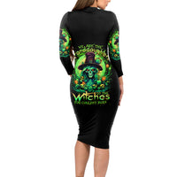 Witch Skull Long Sleeve Bodycon Dress We Are The Granddaughters Of The Witches - Wonder Print Shop