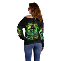 Witch Skull Off Shoulder Sweater We Are The Granddaughters Of The Witches - Wonder Print Shop