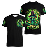 Witch Skull Women V Neck T Shirt We Are The Granddaughters Of The Witches - Wonder Print Shop