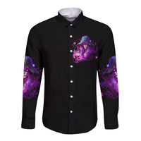Witch Skull Long Sleeve Button Shirt It's More Fun Being The Wicked Witch - Wonder Print Shop