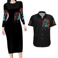 Witch Skull Couples Matching Long Sleeve Bodycon Dress and Hawaiian Shirt Don't Pss Off The Witch - Wonder Print Shop