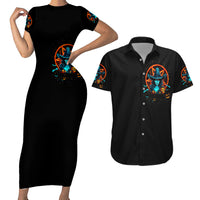 Witch Skull Couples Matching Short Sleeve Bodycon Dress and Hawaiian Shirt Don't Pss Off The Witch - Wonder Print Shop