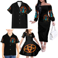 Witch Skull Family Matching Off Shoulder Long Sleeve Dress and Hawaiian Shirt Don't Pss Off The Witch - Wonder Print Shop