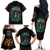 Witch Skull Family Matching Off Shoulder Long Sleeve Dress and Hawaiian Shirt Don't Pss Off The Witch - Wonder Print Shop