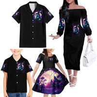 Witch Skull Family Matching Off Shoulder Long Sleeve Dress and Hawaiian Shirt Hello Darkness My Old Friend - Wonder Print Shop